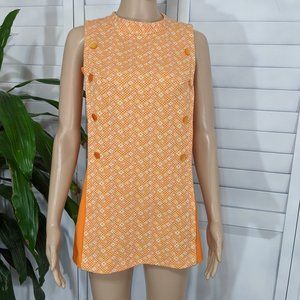 Vintage Style Mini Dress Handmade Orange XS